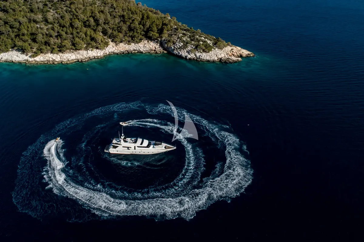 Exterior view of Wish, a Alfamarine 90 motor yacht at Athens, Greece