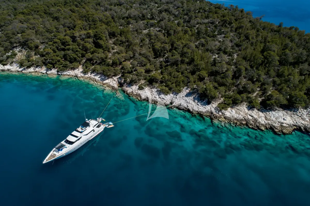 Exterior view of Wish, a Alfamarine 90 motor yacht at Athens, Greece