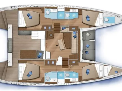 Floor plan of Boomer II, a Lagoon 42 catamaran at Roche Caiman, Seychelles