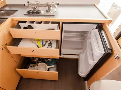 Galley of Tangerine Dream, a Lagoon 400 S2 catamaran at Municipal Unit of Lefkada, Greece