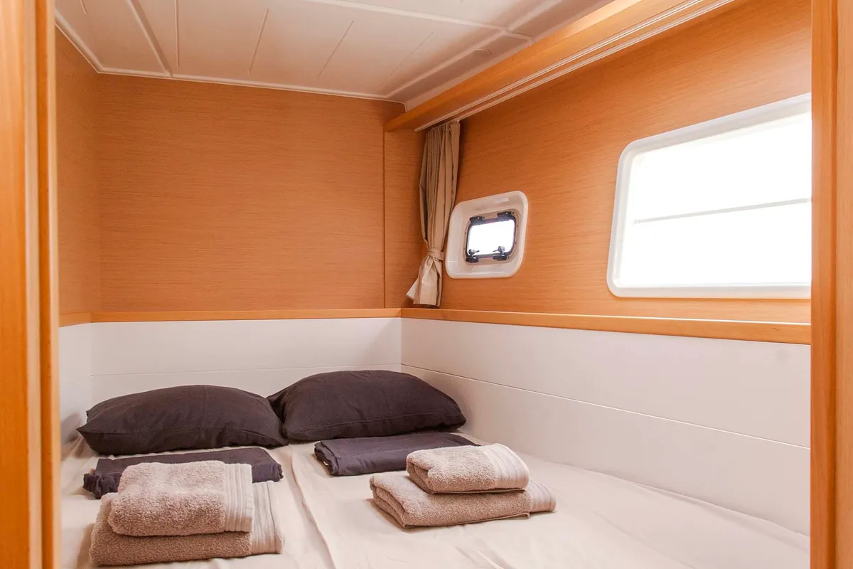 Cabin on Tangerine Dream, a Lagoon 400 S2 catamaran at Municipal Unit of Lefkada, Greece