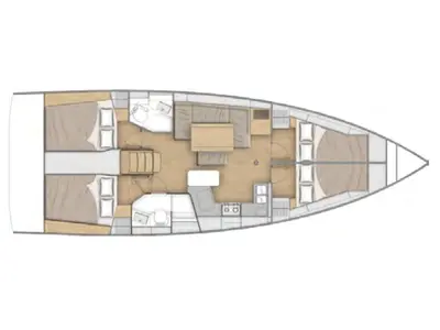 Floor plan of Hermes, a Beneteau Oceanis 40.1 sailboat at Olbia, Italy
