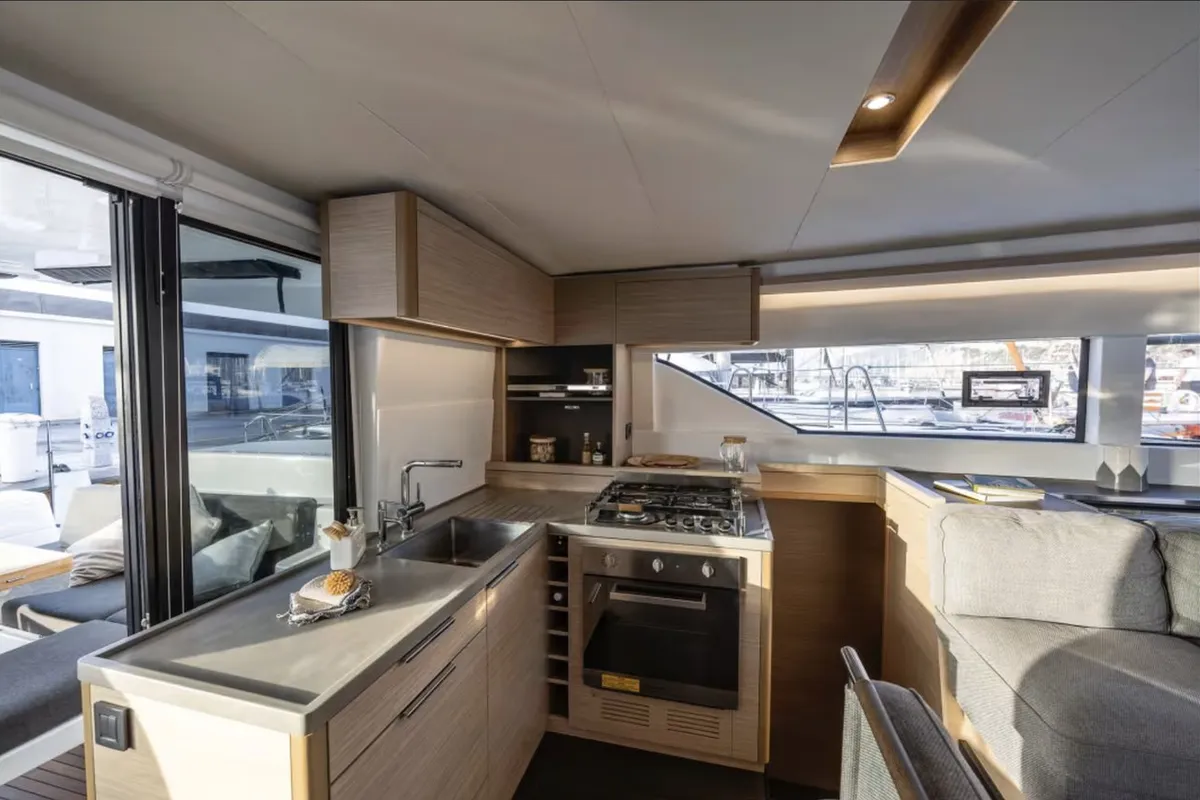 Galley of Arctic Dream, a Lagoon 51 catamaran at Tromsø, Norway