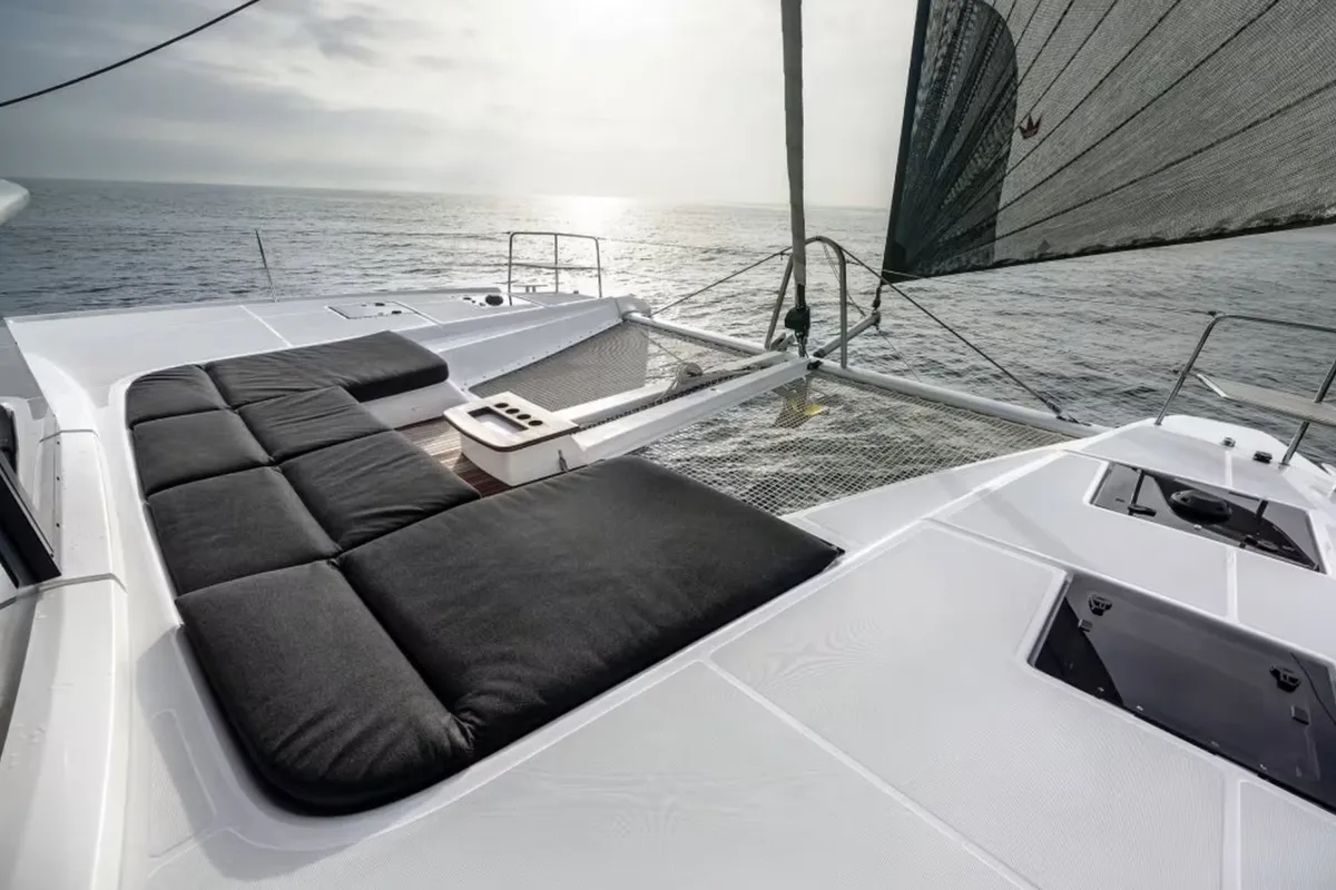 Deck of Arctic Dream, a Lagoon 51 catamaran at Tromsø, Norway