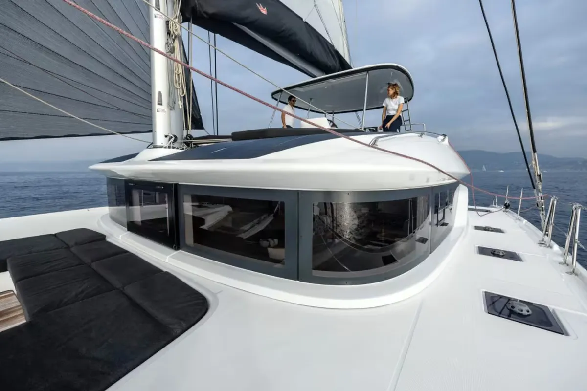 Deck of Arctic Dream, a Lagoon 51 catamaran at Tromsø, Norway