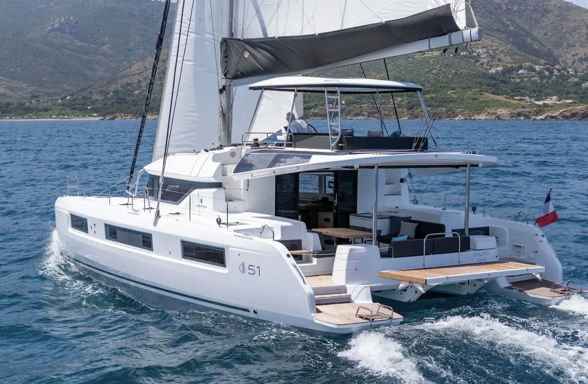 Exterior view of Arctic Dream, a Lagoon 51 catamaran at Tromsø, Norway