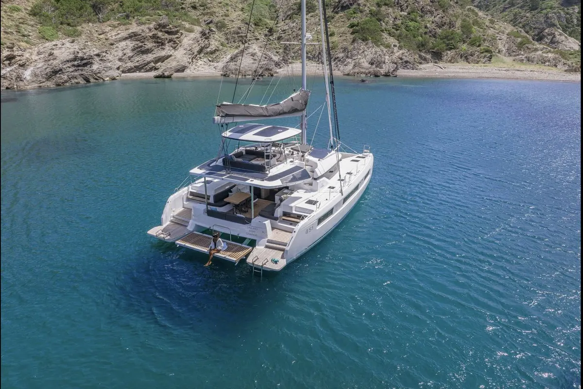 Exterior view of Arctic Dream, a Lagoon 51 catamaran at Tromsø, Norway