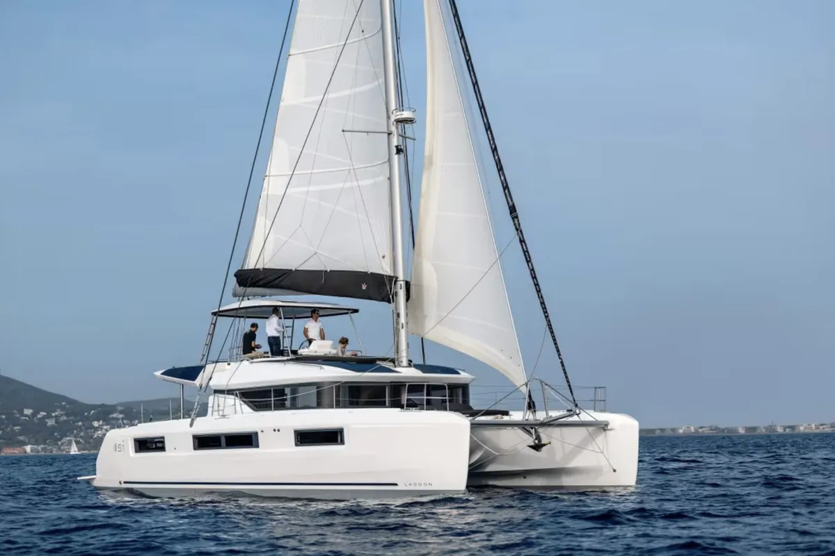 Exterior view of Arctic Dream, a Lagoon 51 catamaran at Tromsø, Norway