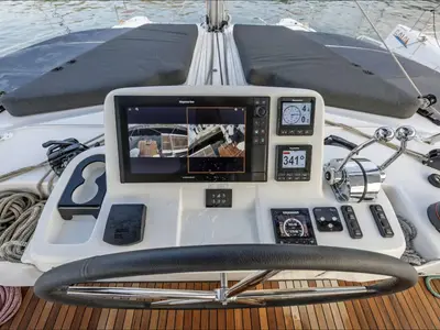 Cockpit of Arctic Dream, a Lagoon 51 catamaran at Tromsø, Norway