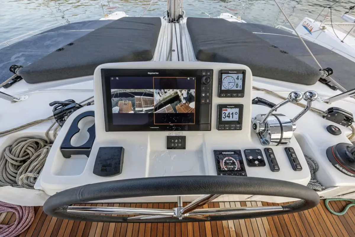 Cockpit of Arctic Dream, a Lagoon 51 catamaran at Tromsø, Norway
