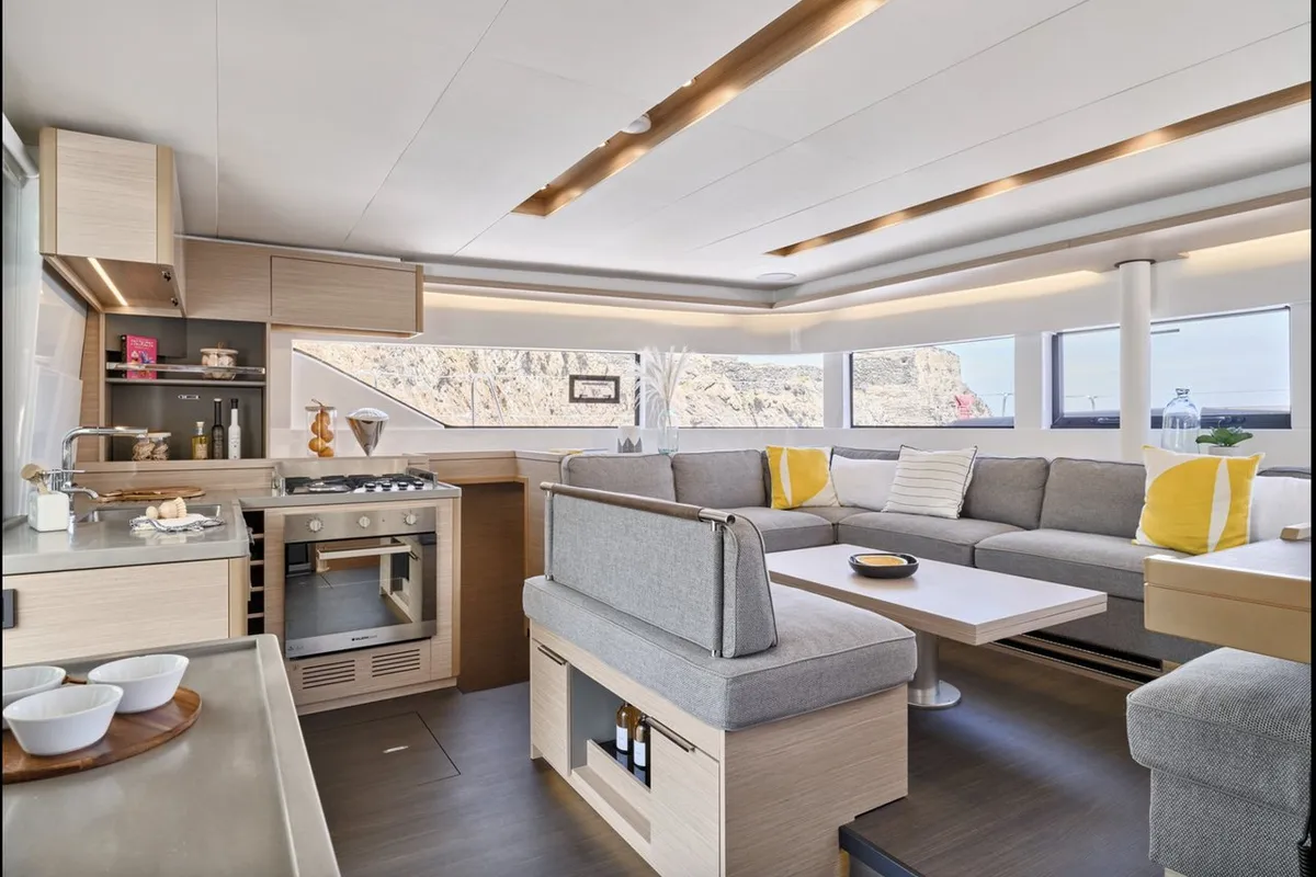 Salon of Arctic Dream, a Lagoon 51 catamaran at Tromsø, Norway