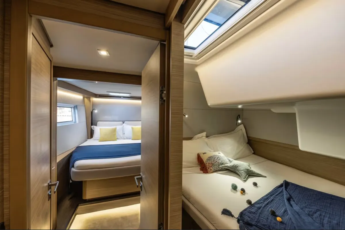 Cabin on Arctic Dream, a Lagoon 51 catamaran at Tromsø, Norway