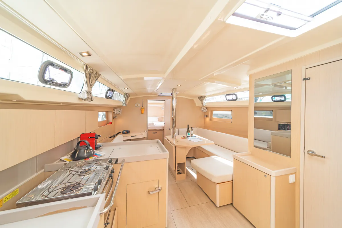 Salon of Silver Eintzel, a Beneteau Oceanis 41.1 sailboat at Athens, Greece