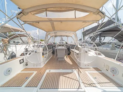 Cockpit of Silver Eintzel, a Beneteau Oceanis 41.1 sailboat at Athens, Greece