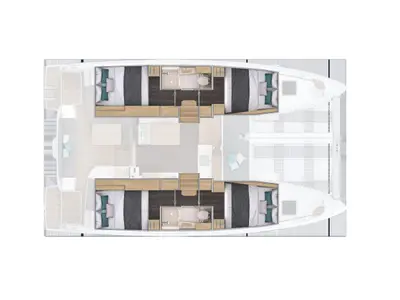 Floor plan of Stella, a Lagoon 38 catamaran at Općina Rogoznica, Croatia