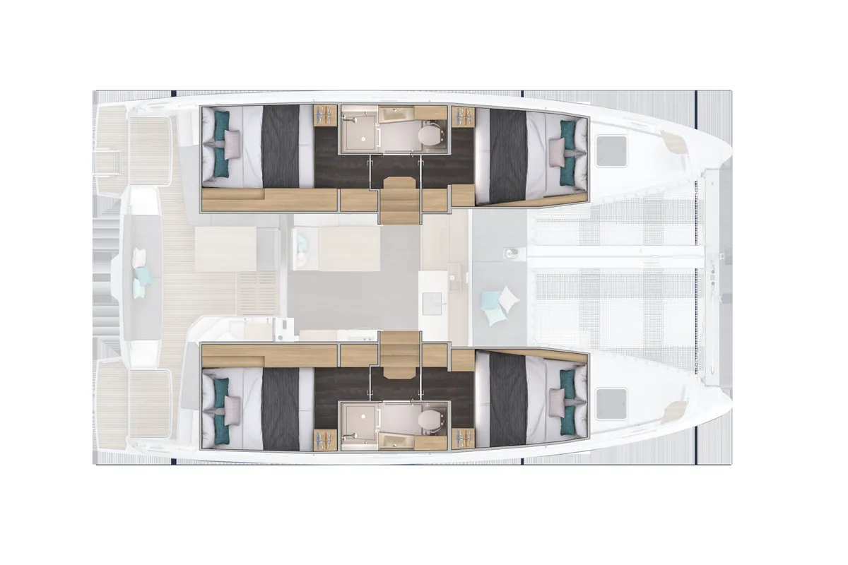Floor plan of Stella, a Lagoon 38 catamaran at Općina Rogoznica, Croatia