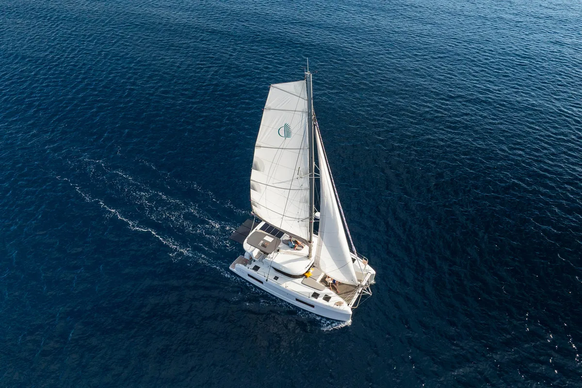 Exterior view of Stella, a Lagoon 38 catamaran at Općina Rogoznica, Croatia