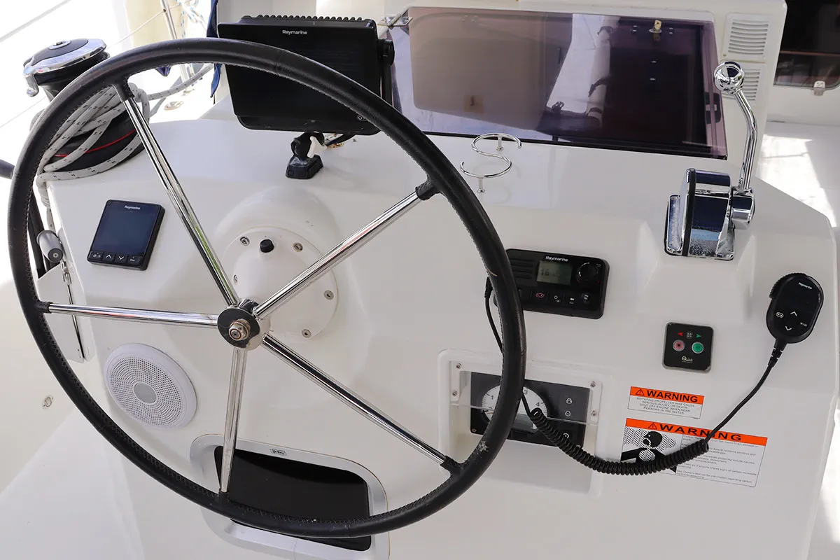 Cockpit of Linnea, a Jeanneau Sun Loft 47 sailboat at Road Town, British Virgin Islands