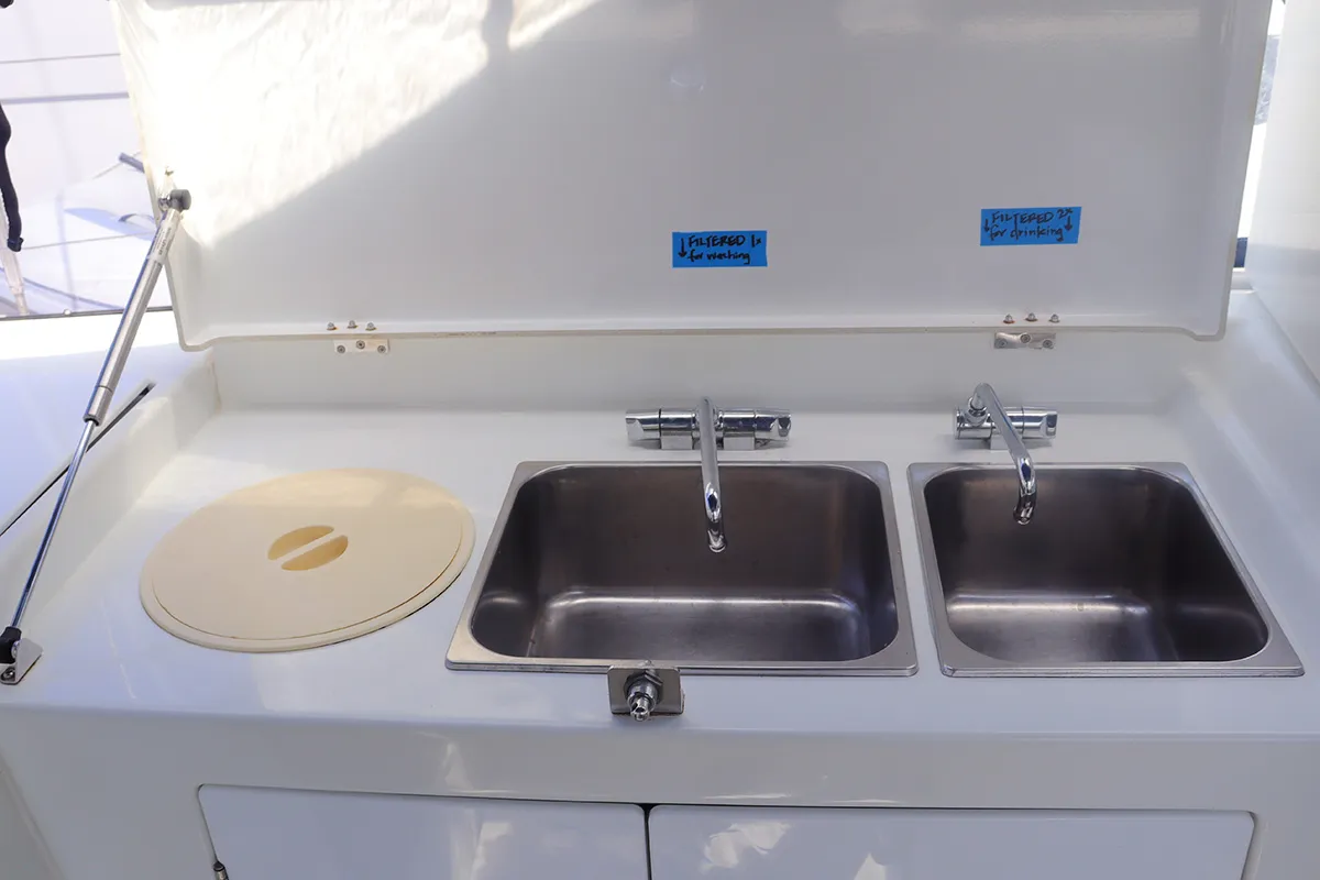 Galley of Linnea, a Jeanneau Sun Loft 47 sailboat at Road Town, British Virgin Islands