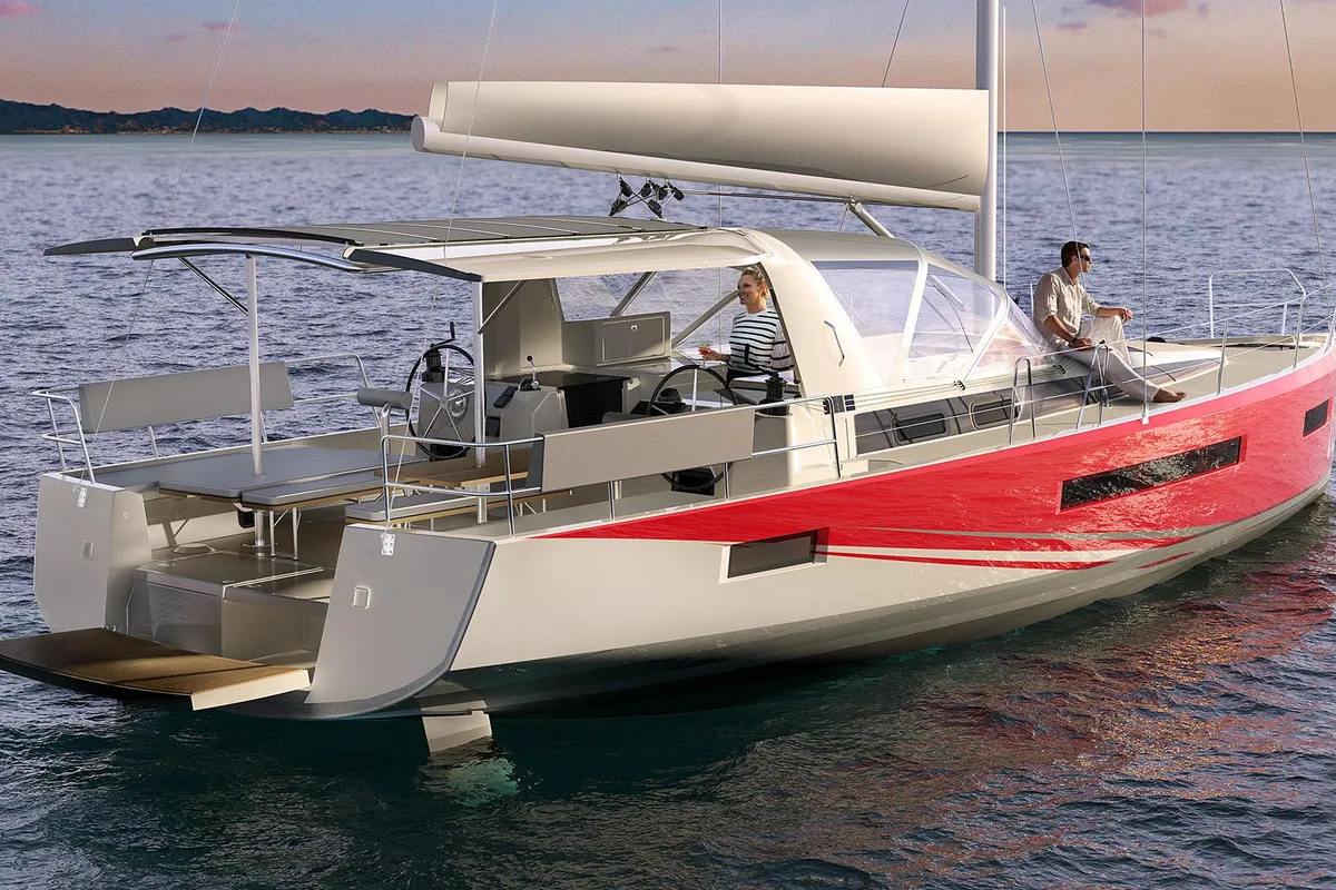 Exterior view of Linnea, a Jeanneau Sun Loft 47 sailboat at Road Town, British Virgin Islands
