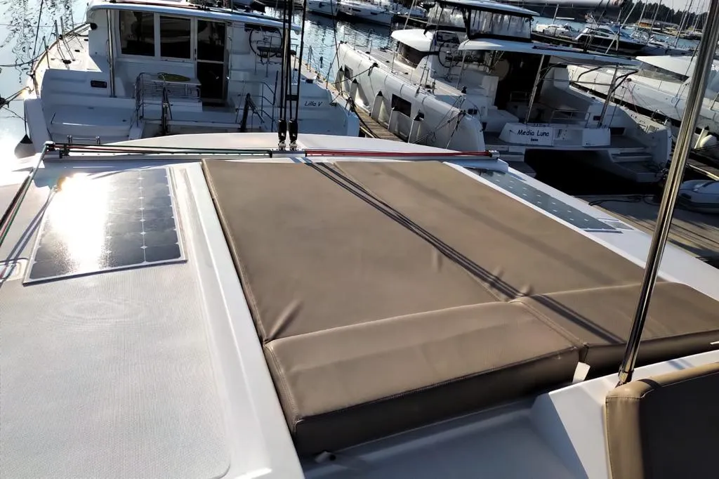 Deck of Testa, a Bali 4.1 catamaran at Grad Pula, Croatia