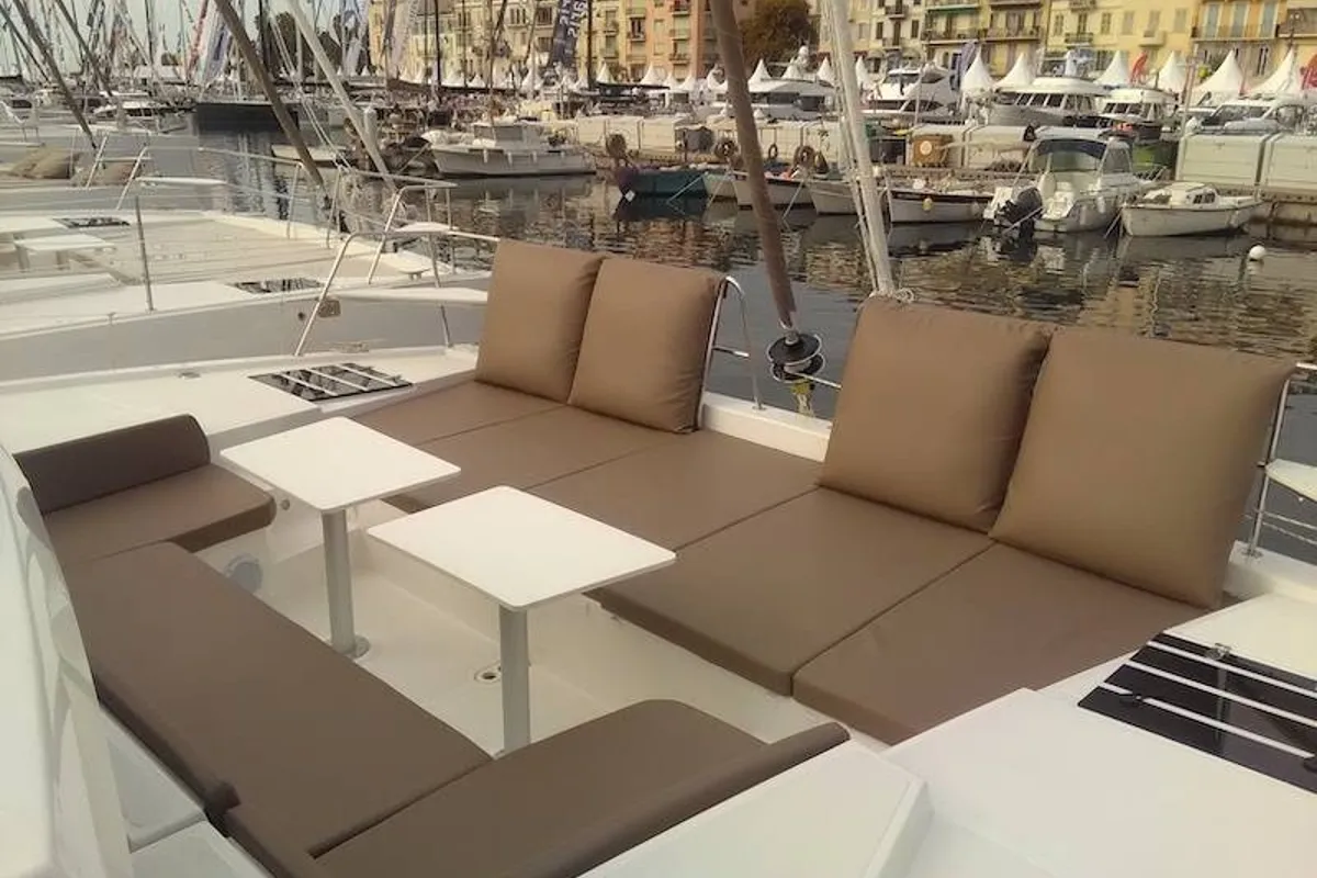 Deck of Testa, a Bali 4.1 catamaran at Grad Pula, Croatia