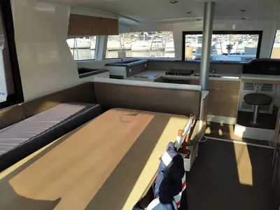 Salon of Testa, a Bali 4.1 catamaran at Grad Pula, Croatia