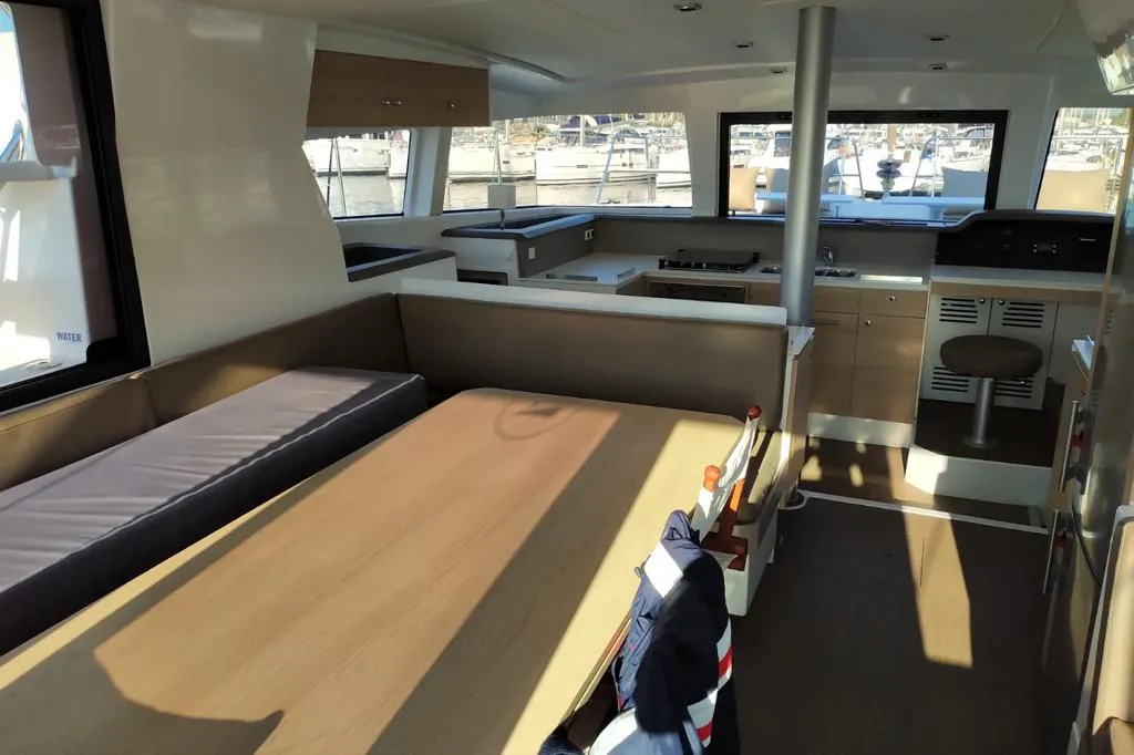 Salon of Testa, a Bali 4.1 catamaran at Grad Pula, Croatia