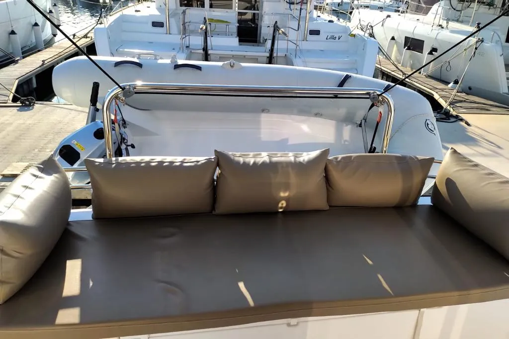 Deck of Testa, a Bali 4.1 catamaran at Grad Pula, Croatia