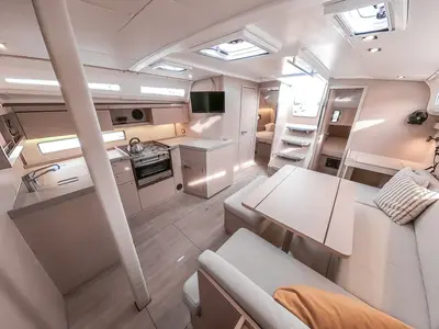 Salon of KEIKI, a Beneteau Oceanis 40.1 sailboat at Općina Medulin, Croatia