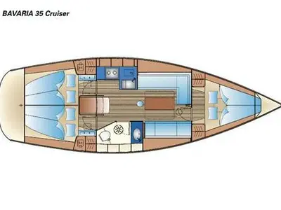 Floor plan of Pleiades, a Bavaria 35 Cruiser sailboat at Fisksätra, Sweden