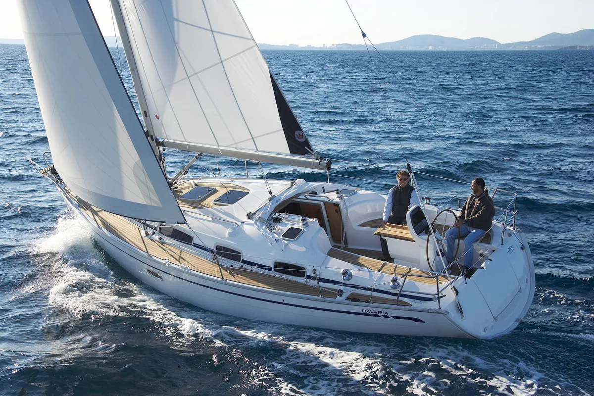 Exterior view of Pleiades, a Bavaria 35 Cruiser sailboat at Fisksätra, Sweden