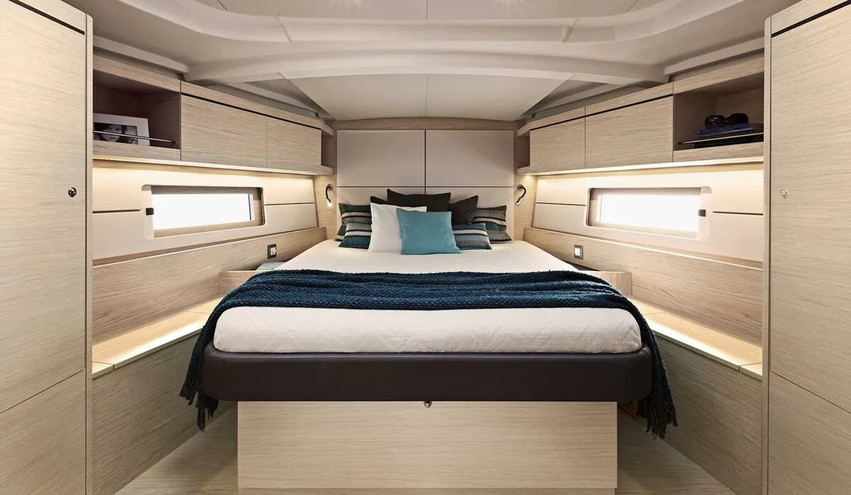 Cabin on Naima, a Beneteau Oceanis 46.1 First Line sailboat at Athens, Greece