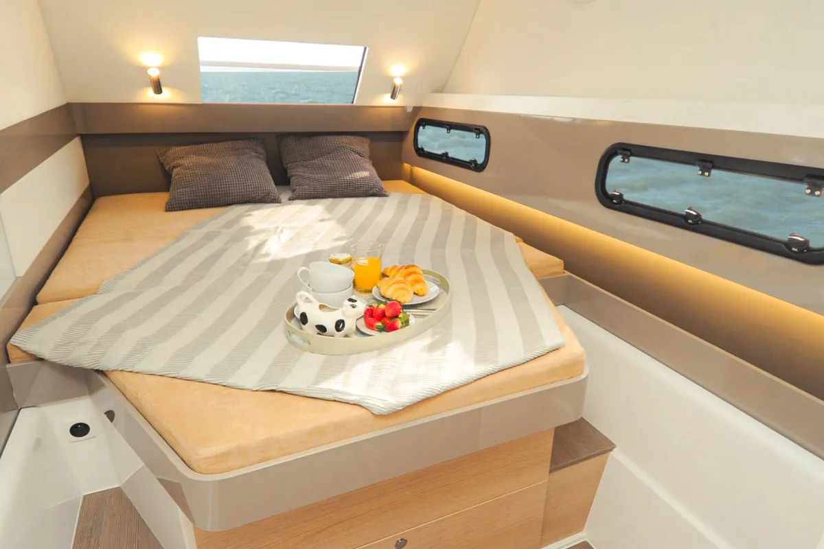 Cabin on Shiloh, a Bali 4.1 catamaran at Kotor, Montenegro