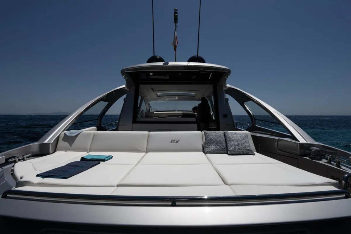 Deck of Polar, a Pershing 50 motorboat at Palma de Mallorca, Spain
