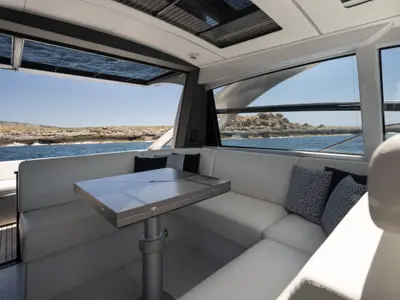 Salon of Polar, a Pershing 50 motorboat at Palma de Mallorca, Spain