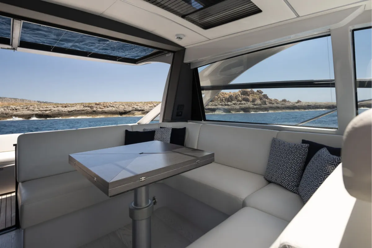 Salon of Polar, a Pershing 50 motorboat at Palma de Mallorca, Spain