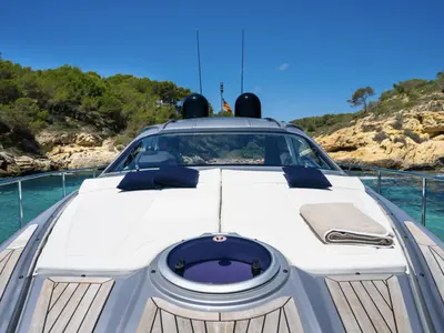 Deck of Polar, a Pershing 50 motorboat at Palma de Mallorca, Spain