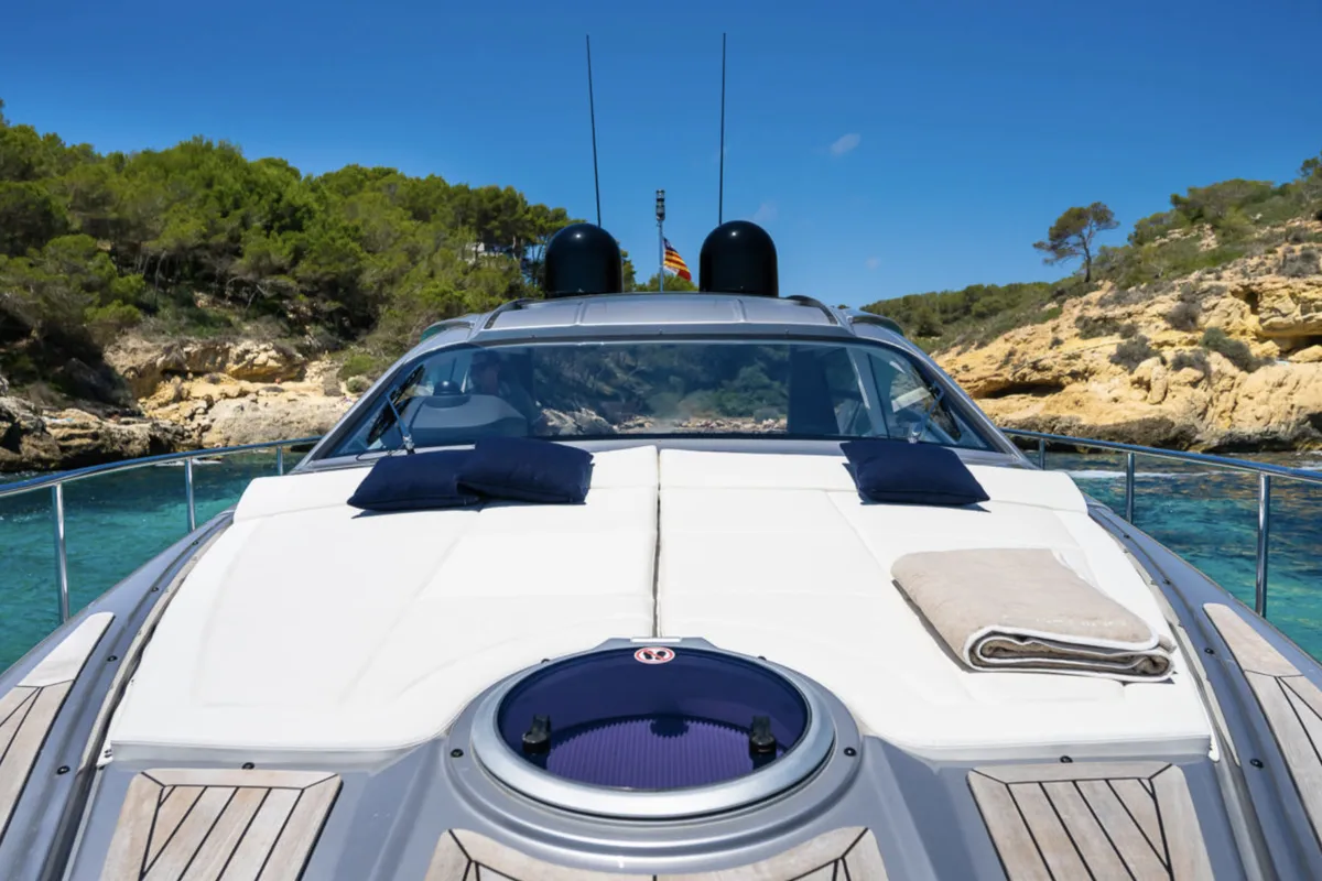 Deck of Polar, a Pershing 50 motorboat at Palma de Mallorca, Spain