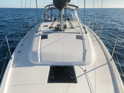 Deck of Kos 40.1, a Beneteau Oceanis 40.1 sailboat at Athens, Greece