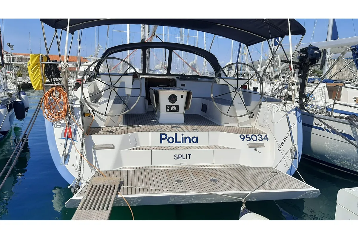 Cockpit of Polina I, a D&D Kufner 50 sailboat at Grad Trogir, Croatia