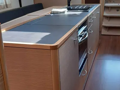 Galley of Polina I, a D&D Kufner 50 sailboat at Grad Trogir, Croatia