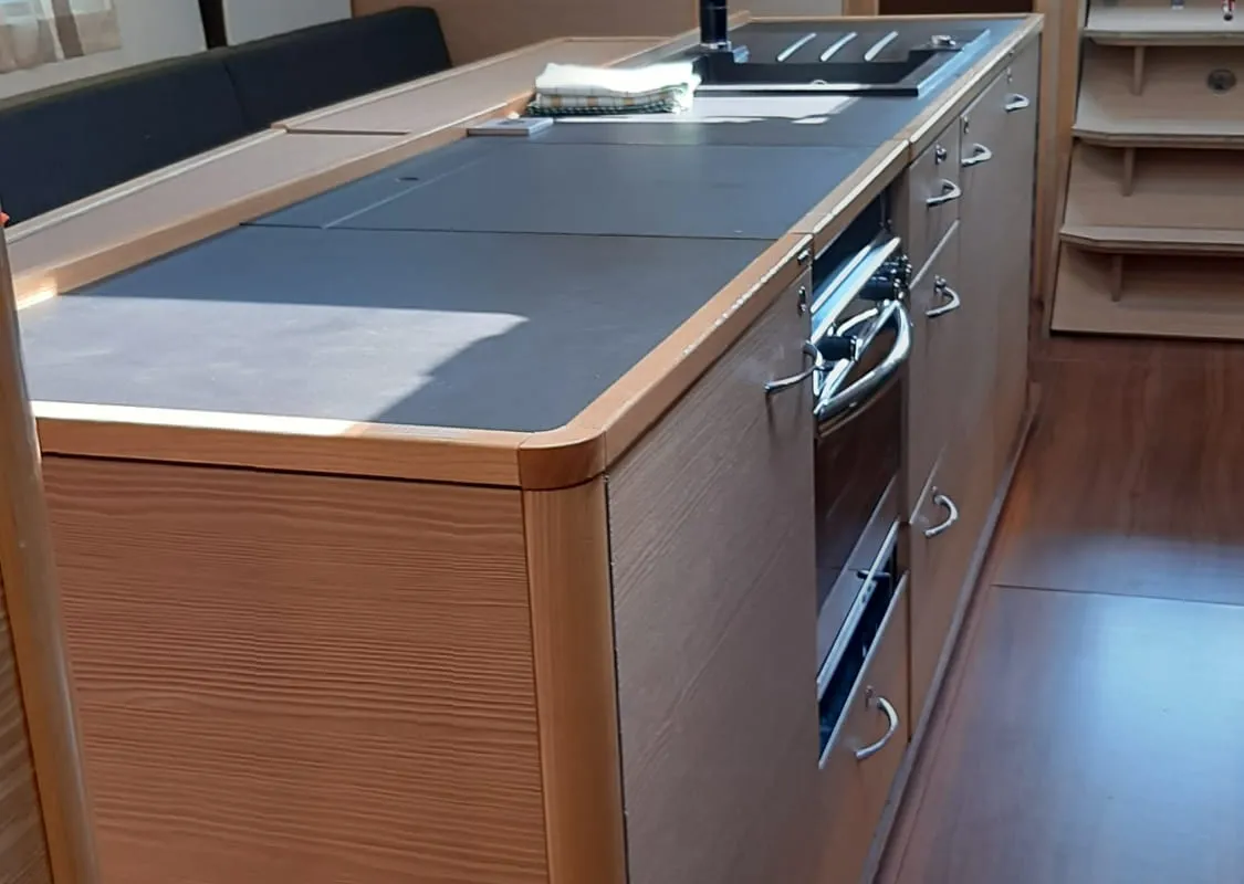 Galley of Polina I, a D&D Kufner 50 sailboat at Grad Trogir, Croatia