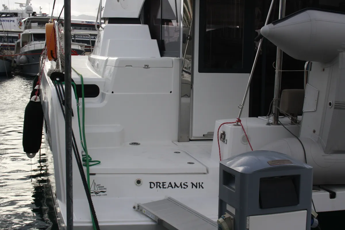 Exterior view of Dreams NK, a Bali Catspace catamaran at Marmaris, Turkey