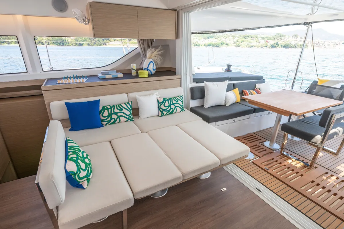 Deck of MERIANA, a Lagoon 43 catamaran at Rogoznica, Croatia