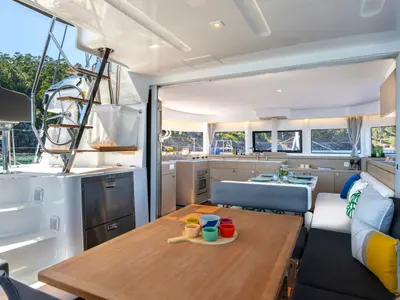 Salon of MERIANA, a Lagoon 43 catamaran at Rogoznica, Croatia