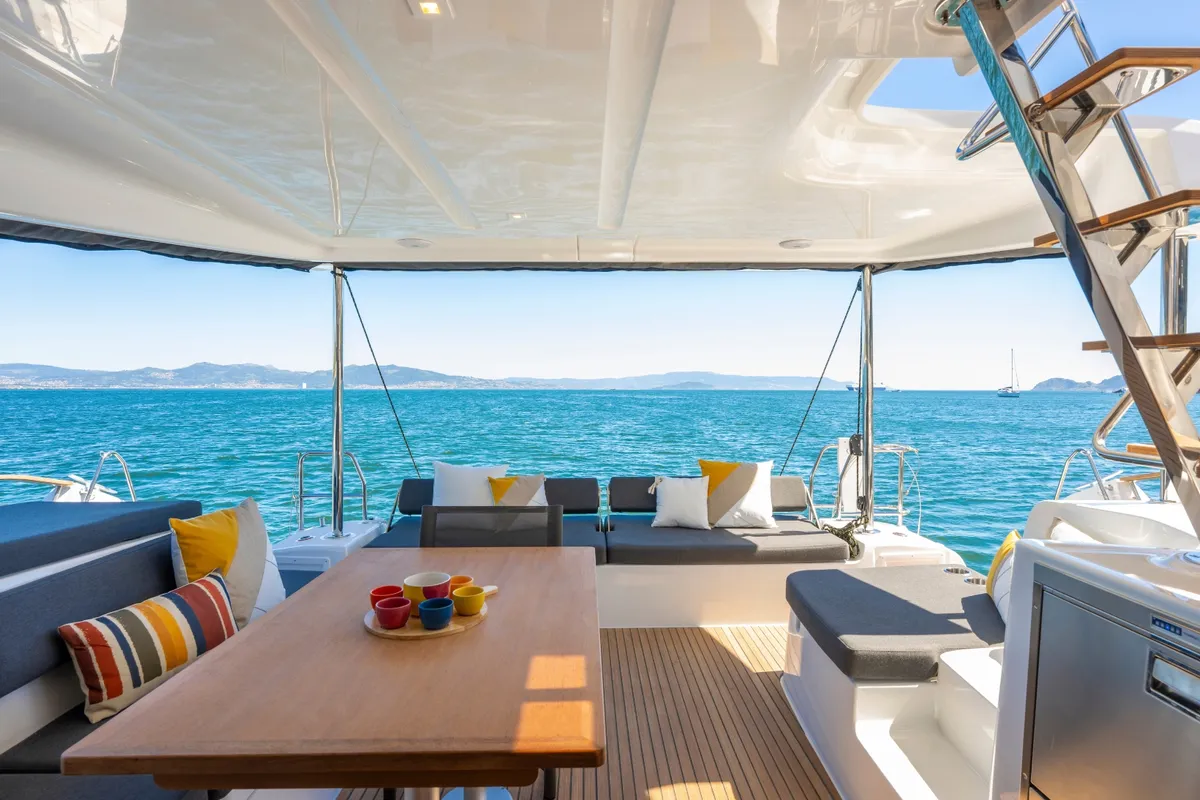 Deck of MERIANA, a Lagoon 43 catamaran at Rogoznica, Croatia