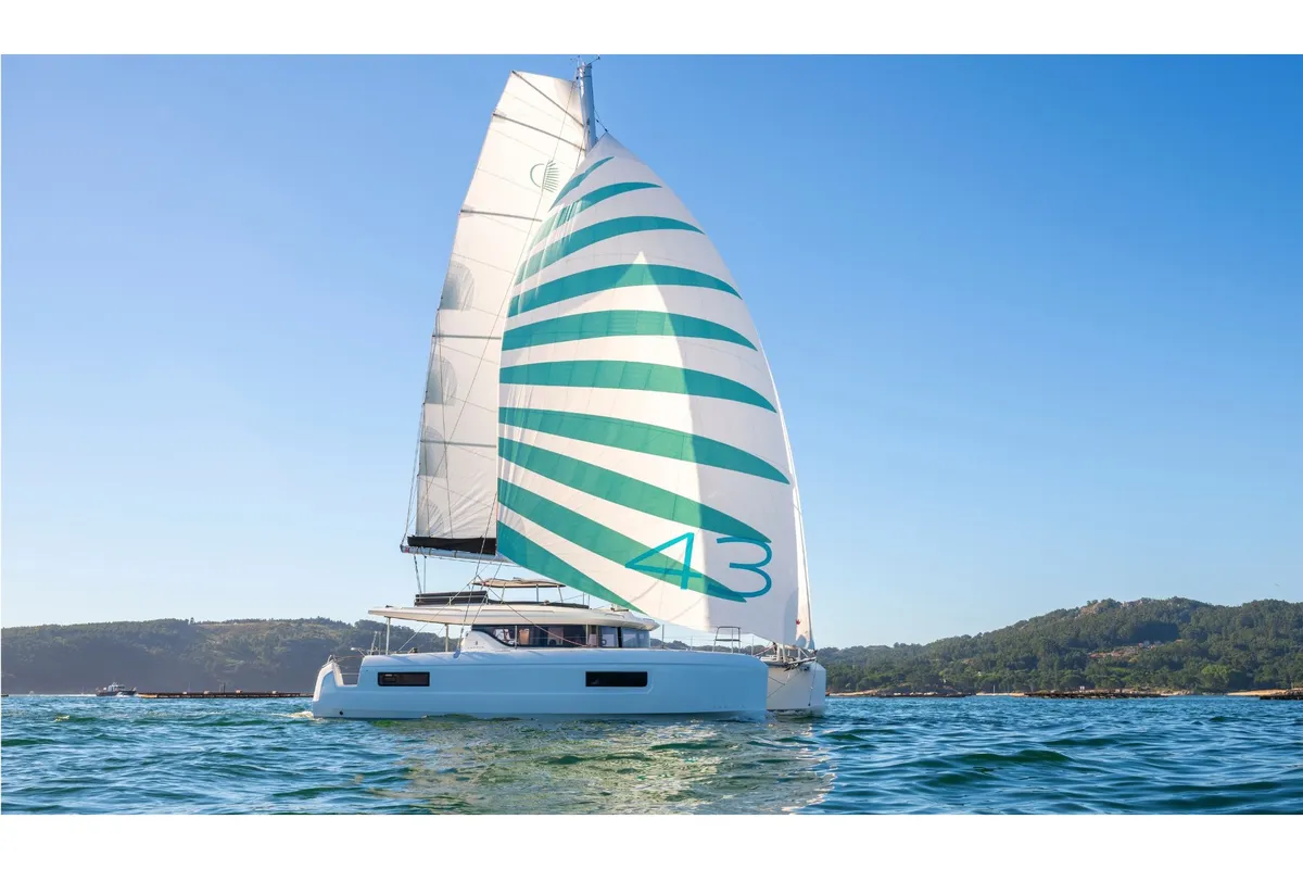 Exterior view of MERIANA, a Lagoon 43 catamaran at Rogoznica, Croatia