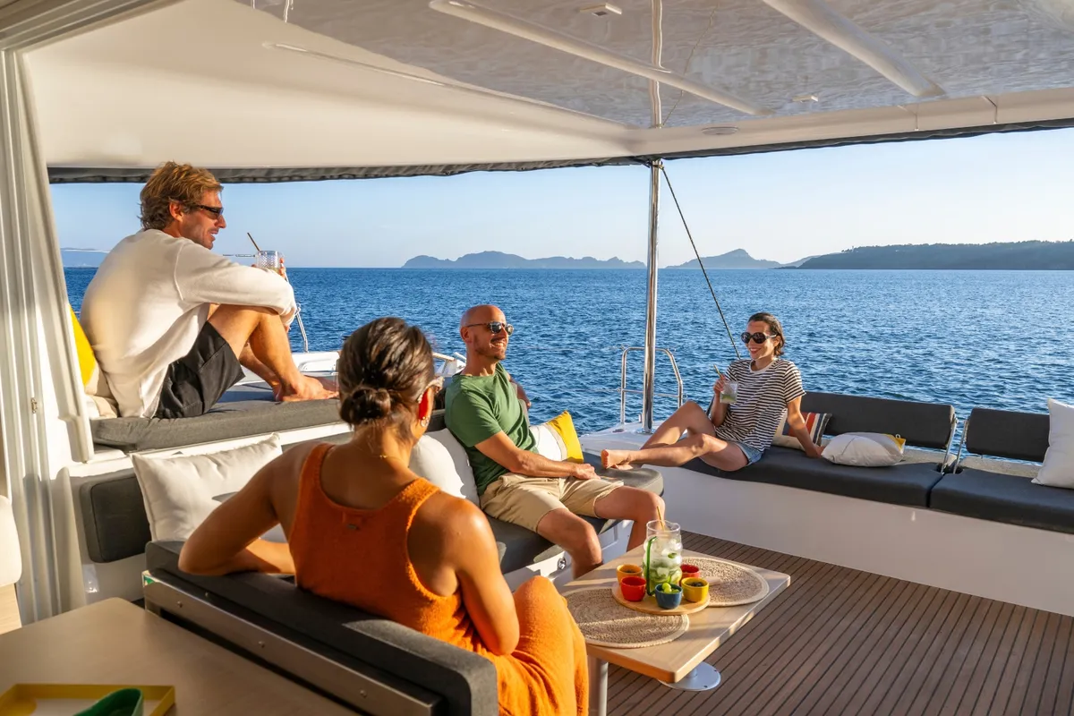 Deck of MERIANA, a Lagoon 43 catamaran at Rogoznica, Croatia