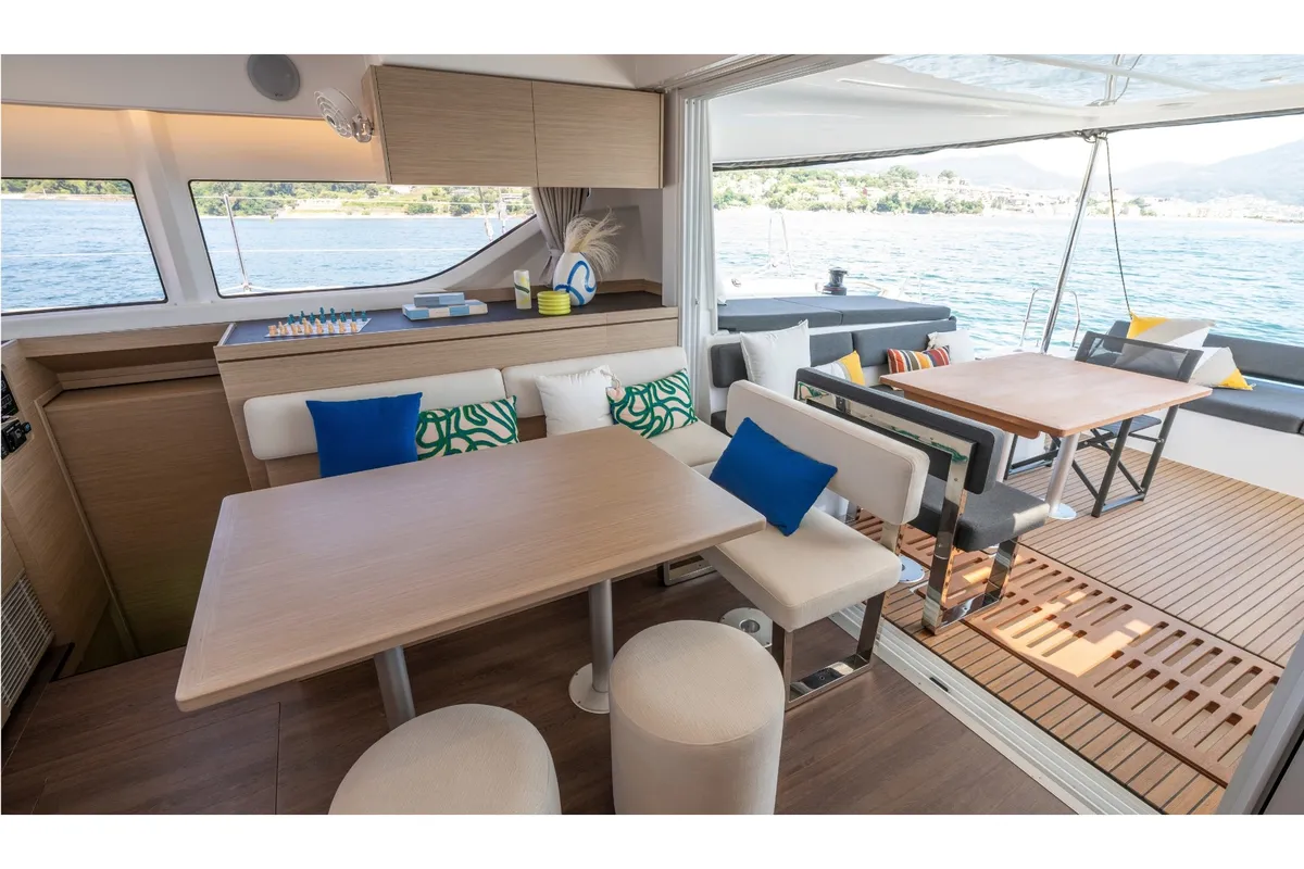 Salon of MERIANA, a Lagoon 43 catamaran at Rogoznica, Croatia
